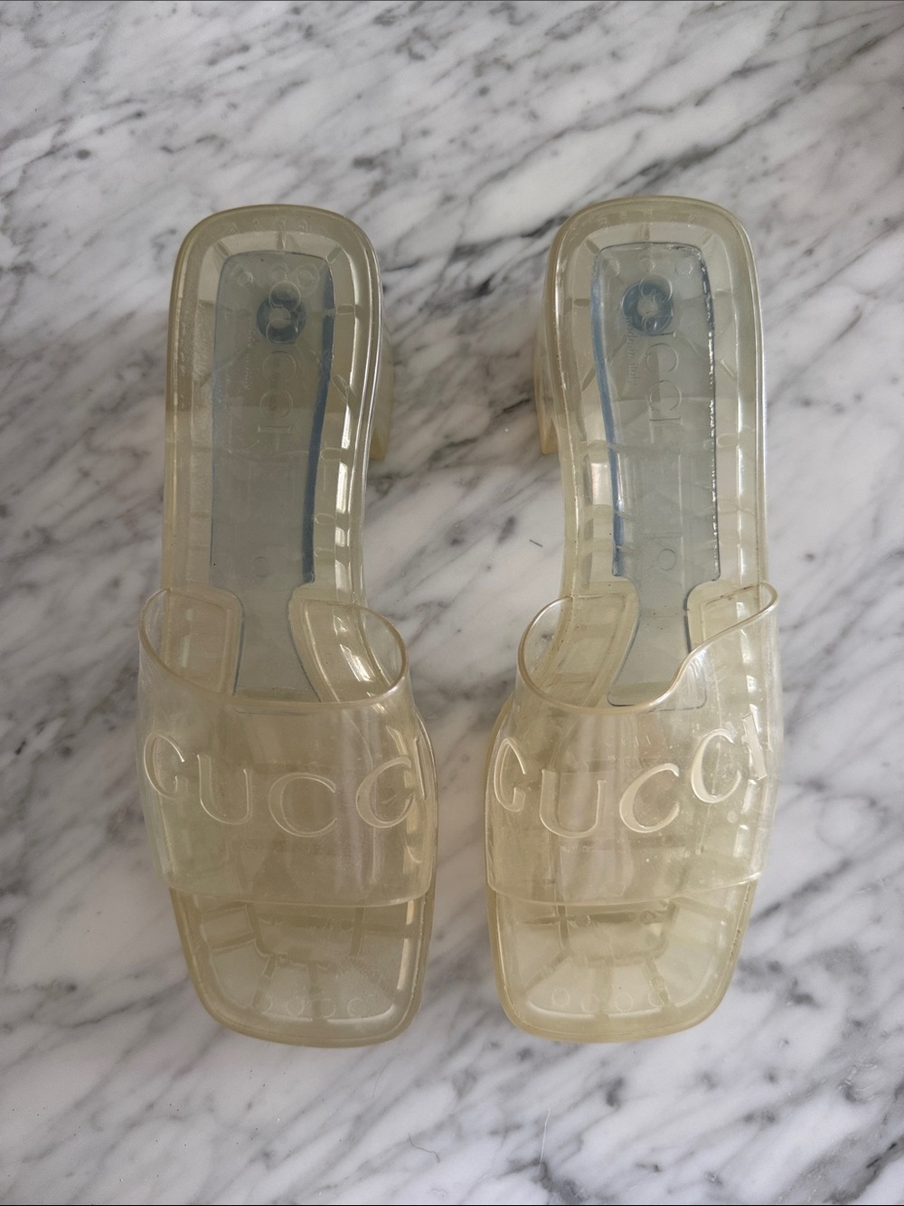 Gucci Women's Translucent Ivory Jelly Slide Sandals